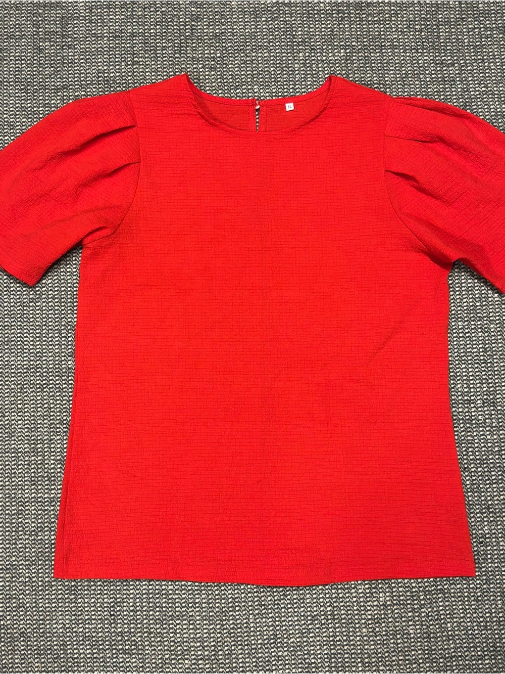 Red Puff Sleeve Women's Top